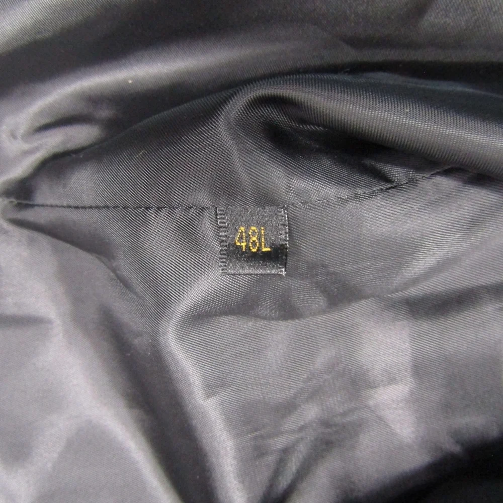 Pinstripe Suit Vest Mens 48L Black Double Breasted Waistcoat Pockets Wedding